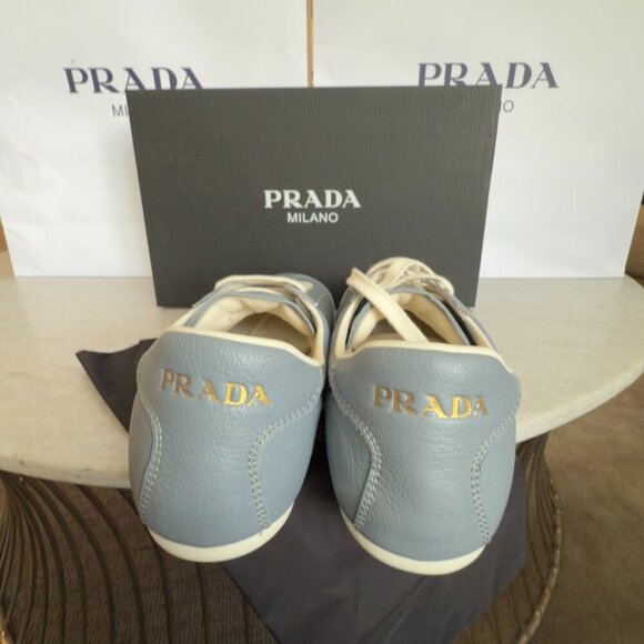Prada 2EG430 White Deer Leather Men's Sneakers, Size Prada 10, 10.5, 11 - Picture 3 of 12